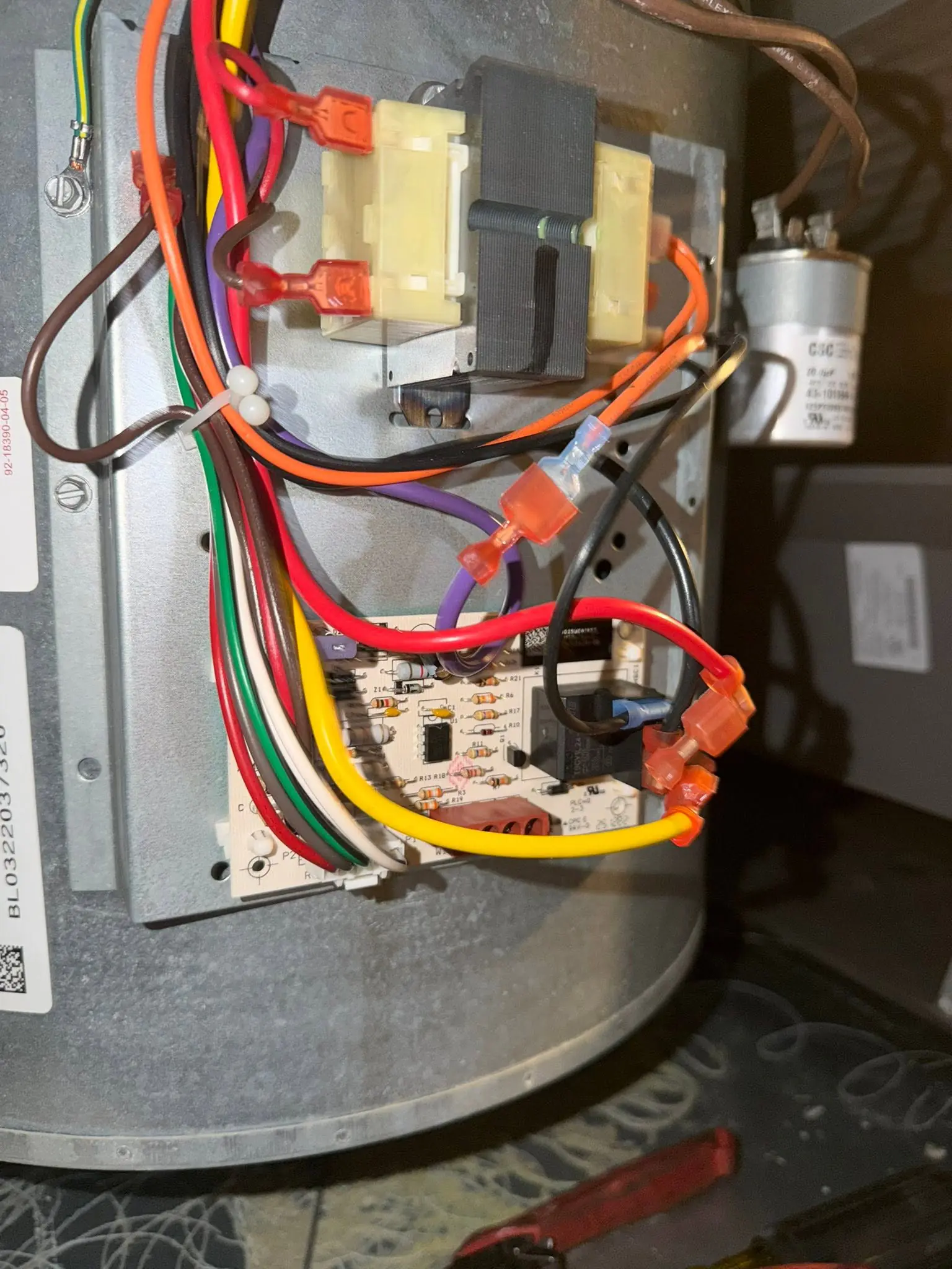 Motor wiring and controls inside an air handler